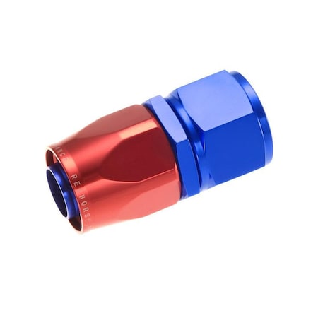 -8 AN Hose, -8 AN Outlet, Straight, Anodized, Red/ Blue, Aluminum, Single